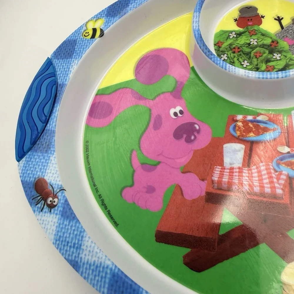 Blues Clues Melamine Plate Zak Designs Vintage Magenta Periwinkle Divided